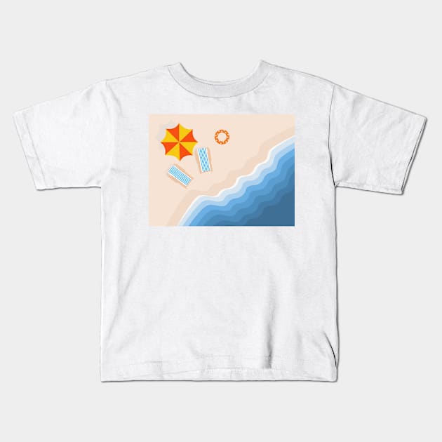 Summer vacation on the beach Kids T-Shirt by TheLouisa